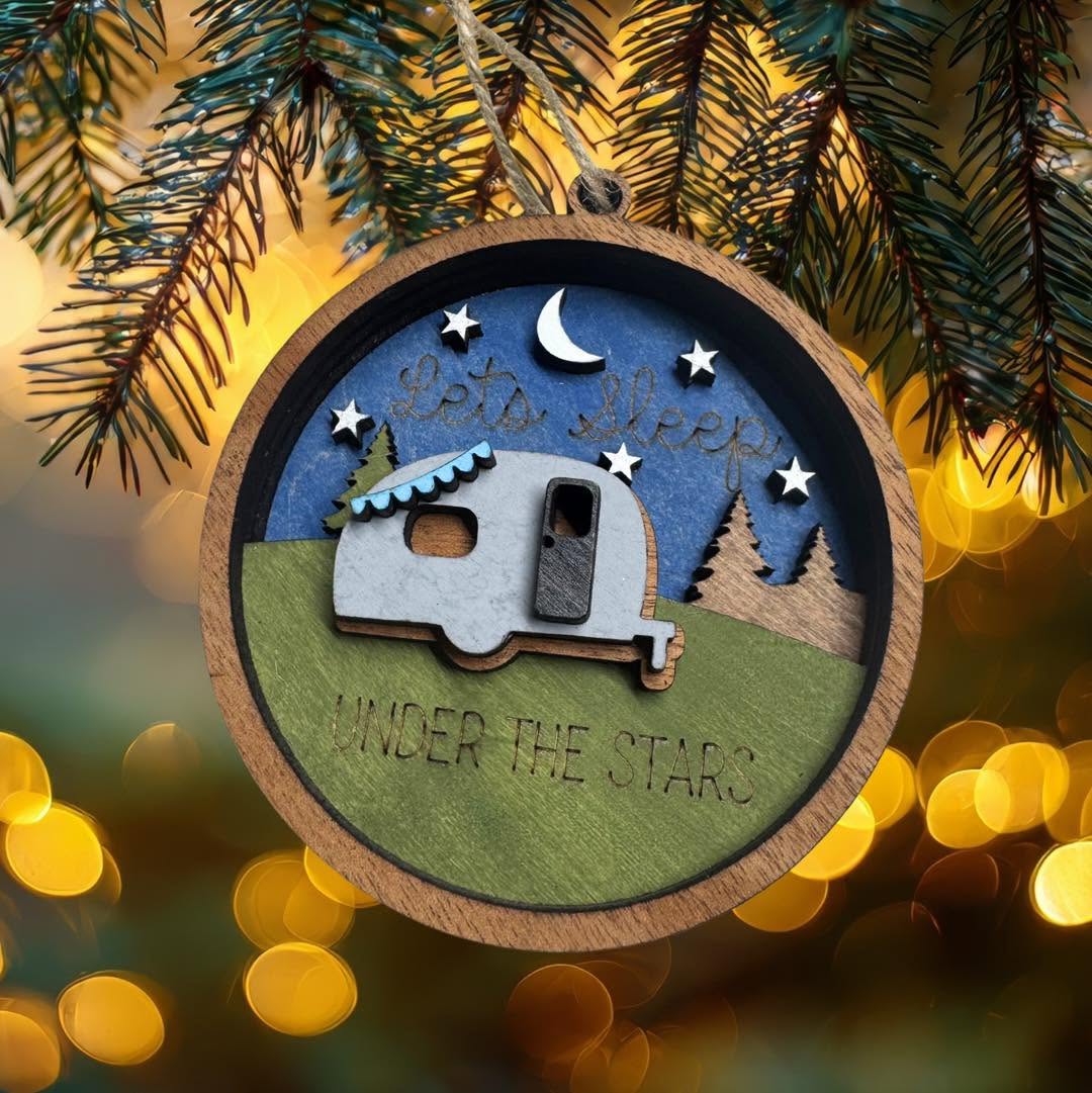 Camper Ornament- Lets sleep under the stars